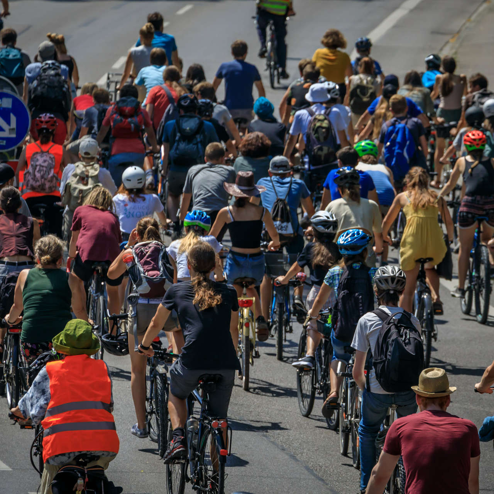 Fahrrad-Demo in einer Großsstadt