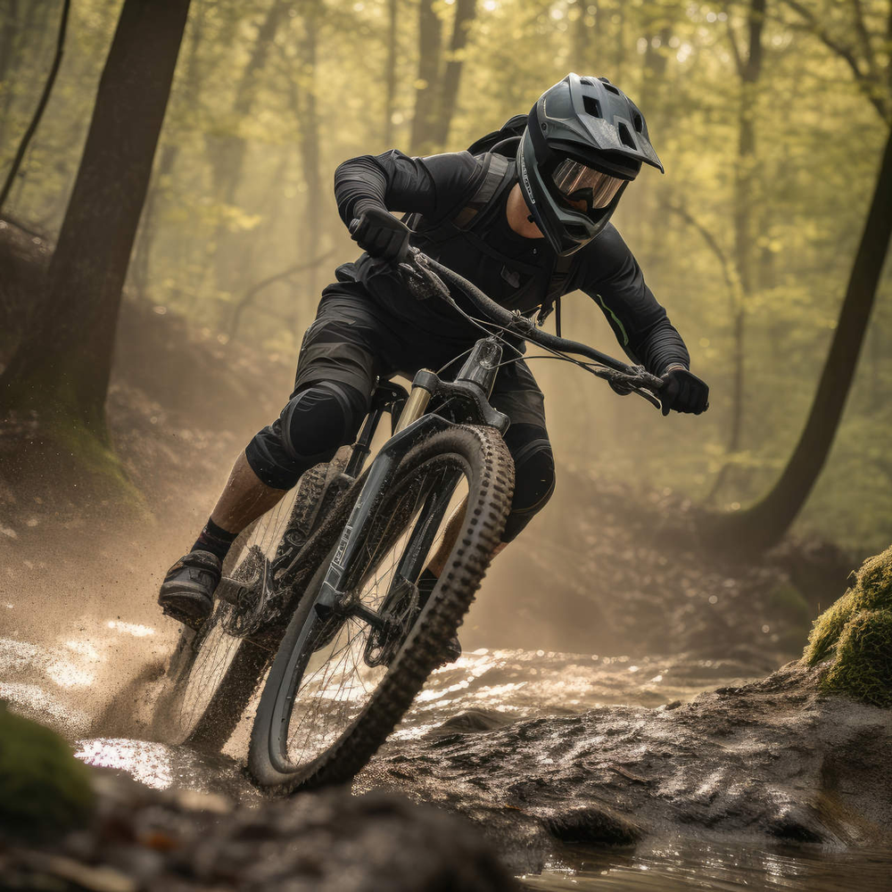 Mountainbiker im Wald