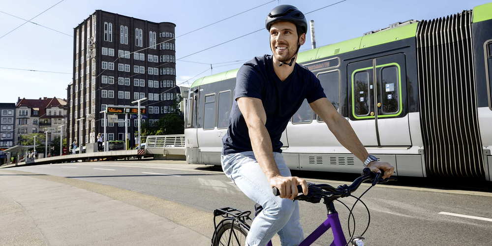 Fahrradfahrer in der Stadt